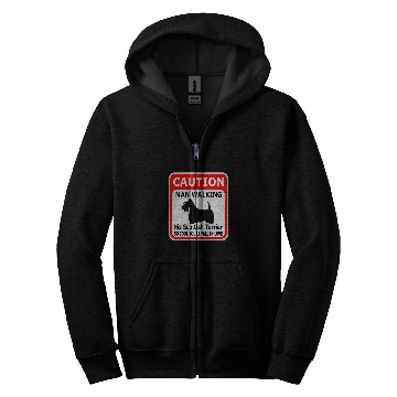Discover Scottish Terrier Caution Man walking his... Zip Hoodies