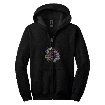 Discover Mandala Geometric Lotus Leaf Koi Japanese Art Zip Hoodies