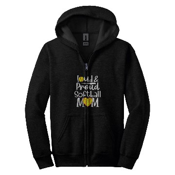 Discover Funny Quote Loud Proud Bleached Softball Mom Zip Hoodies