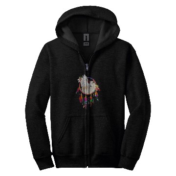 Discover wolfs Dreamcatcher Native American Feather Zip Hoodies