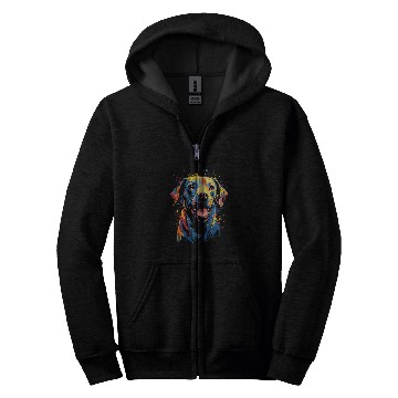 Discover Watercolor Colorful Labrador Lab 1 Zip Hoodies