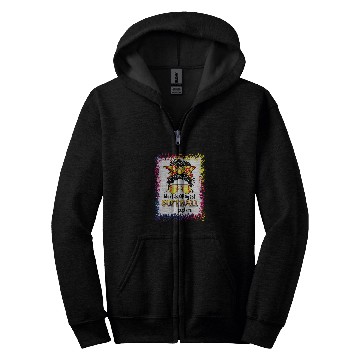 Discover Worlds Okayest Softball Sister Bleached Leopard Messy Bun Zip Hoodies