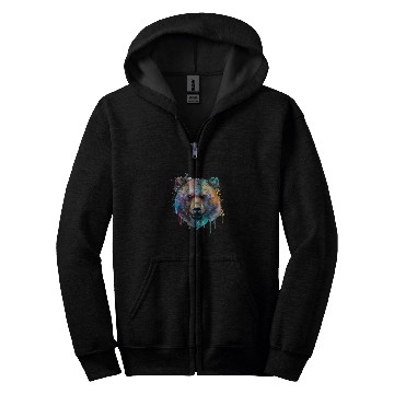 Discover Mobile phone case colourful bear brown bear watercolour painting Zip Hoodies