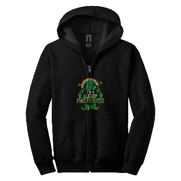 Discover Im A Lucky Firefighter St  Patricks Day Firefighter Symbol Zip Hoodies