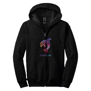 Discover Seattle Washington Native American Indian Orca Killer Whale Zip Hoodies