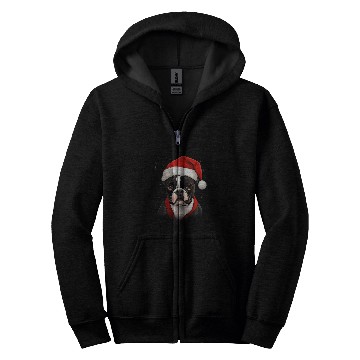 Discover Merry xmass Boston Terrier Dog Christmas Zip Hoodies