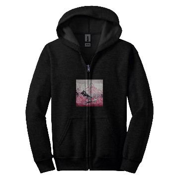 Discover Zen Flow Sakura Ballet in Nihons Mountain Glow and Serenit Zip Hoodies