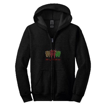 Discover three th merry xmass christmas buffalo leopard plaid cool Zip Hoodies