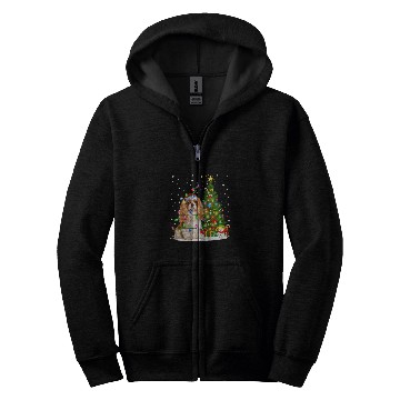 Discover xmass Tree Santa Cavalier King Charles Spaniel Dog Christmas Zip Hoodies