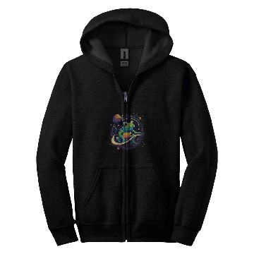 Discover Outer Space Frog on Galaxy Astronaut Frog Zip Hoodies