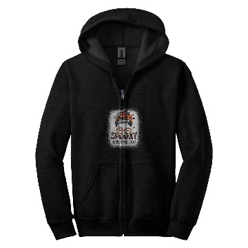 Discover Messy Bun Spooky Instructional Coachs Bleached Halloween Bat Zip Hoodies