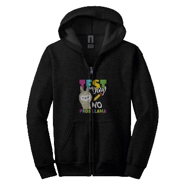 Discover Testing Test Day No Prob Llama Teacher Professor Joke Zip Hoodies