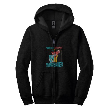 Discover Worlds Greatest Bartender Barman Cocktail Zip Hoodies