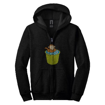 Discover Monkey Ice Bathing Healthy Hobby Zip Hoodies