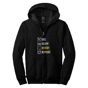 Discover Eat Sleep Query Computer Programmer Programming Graphic Zip Hoodies