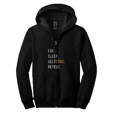 Discover Eat Sleep Leetcode repeat Funny programmer Zip Hoodies