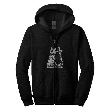 Discover Religion Is Poison Pope Gothic Horror Satan Edgy Zip Hoodies