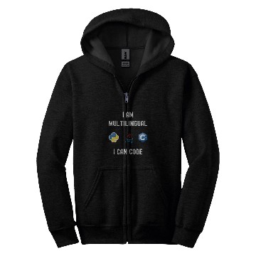 Discover Funny Nerdy I am Multilingual I Code Computer Programmer Zip Hoodies