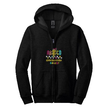 Discover Kindergarten ABCD Rocks Teacher Student Back to School Zip Hoodies