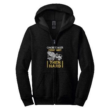 Discover Construction Site Construction Worker Concrete Mixer Zip Hoodies