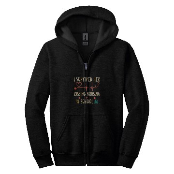 Discover Funny nurses Retro I Survived Her Passing Nursing School 2 Zip Hoodies