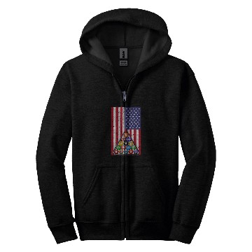 Discover 8 Ball American Flag Billard Player Zip Hoodies