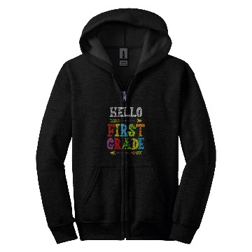 Discover Hello First 1st Grade Teacher Back To School Student Boy Kid Zip Hoodies