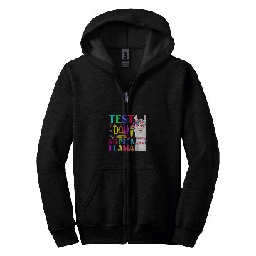 Discover Test Day No Probllama Llama Teacher Testing Day 7 Zip Hoodies