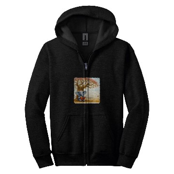 Discover Elephant Reading Wildlife Conservation Book Baobab Tree Zip Hoodies