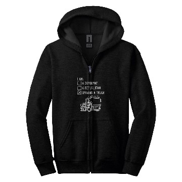 Discover Riding A Truck Trucker 18 Wheeler Freighter Truck Driver Zip Hoodies