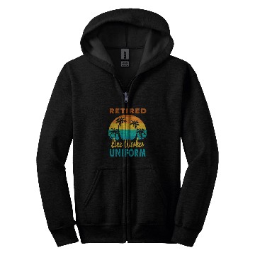 Discover Retired Line Worker Uniform Tropical Island Retirement Zip Hoodies