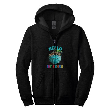 Discover Hello Virtual 1st Grade Leopard Print for Teacher Student Zip Hoodies
