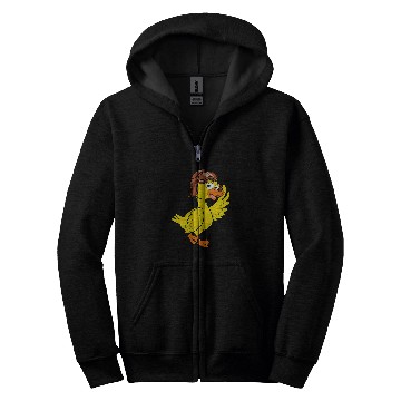 Discover Duck Pilot Cap Glasses Travelling Airplane Aeroplane Zip Hoodies