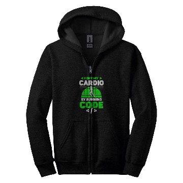 Discover I Get My Cardio By Running Code Programmer Coding Coder Zip Hoodies