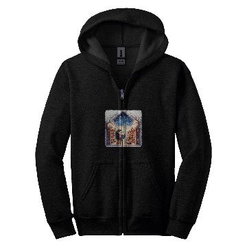 Discover Hedgehog Reading Star Gazing Book Library Branches Stars Zip Hoodies