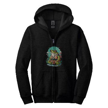 Discover cute cottagecore frog grumpy japanese frog karate sensei Zip Hoodies