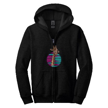 Discover Retro Giraffe Synthwave Giraffe Zoo Worker Animal Zip Hoodies