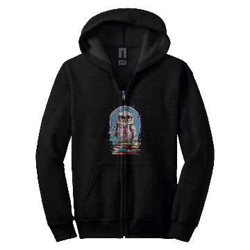 Discover Owl Teacher standing on books 2 Zip Hoodies