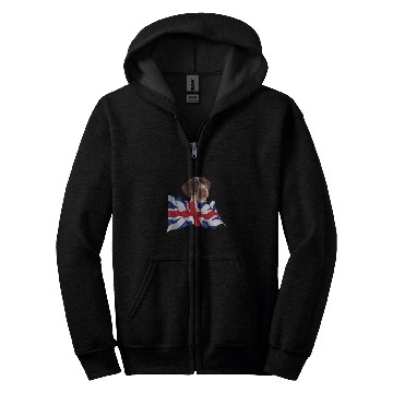 Discover Union Jack Flag Dog Pointers German Wirehaired Zip Hoodies