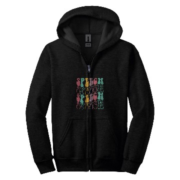 Discover Speech Therapy Retro Speech Language Pathologist Therapist 3 Zip Hoodies