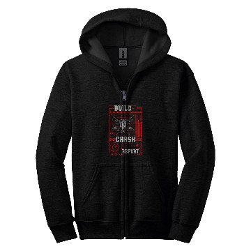 Discover Funny Build Crash Repeat Drone Pilot Droning Zip Hoodies