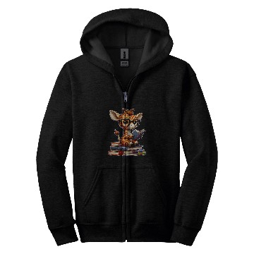Discover Funny giraffe reading Bookworm Book Lovers Zip Hoodies