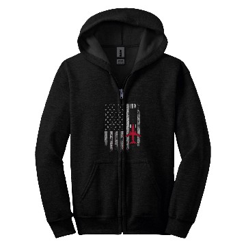 Discover US Flag Airport Runway Airplane Pilot Zip Hoodies