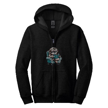 Discover Funny and Cute Sloth Reading a Book Zip Hoodies
