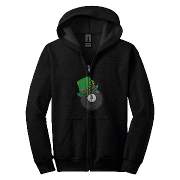 Discover Fun St Patricks Day Billiard Lucky Pool Player 8 Ball Zip Hoodies