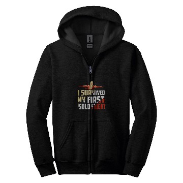 Discover I Survived My First Solo Flight Aviation Zip Hoodies