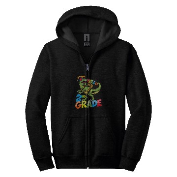 Discover Funny Dinosaur 2nd Grade StudentTeacher Back to School Zip Hoodies