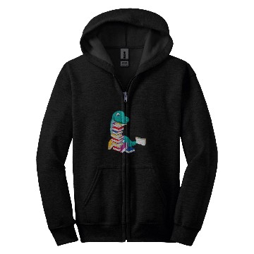 Discover Dinosaur Reading Book Person or Bookish Zip Hoodies