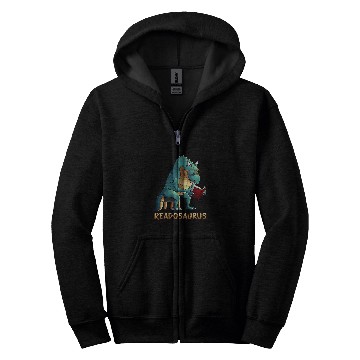 Discover Cool Readosaurus Funny Dinosaur Reading Book Lover Gift Zip Hoodies