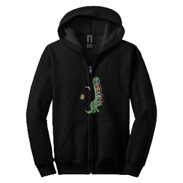 Discover Dinosaur Enthusiast Reading Lover Dino Animal Reading Zip Hoodies